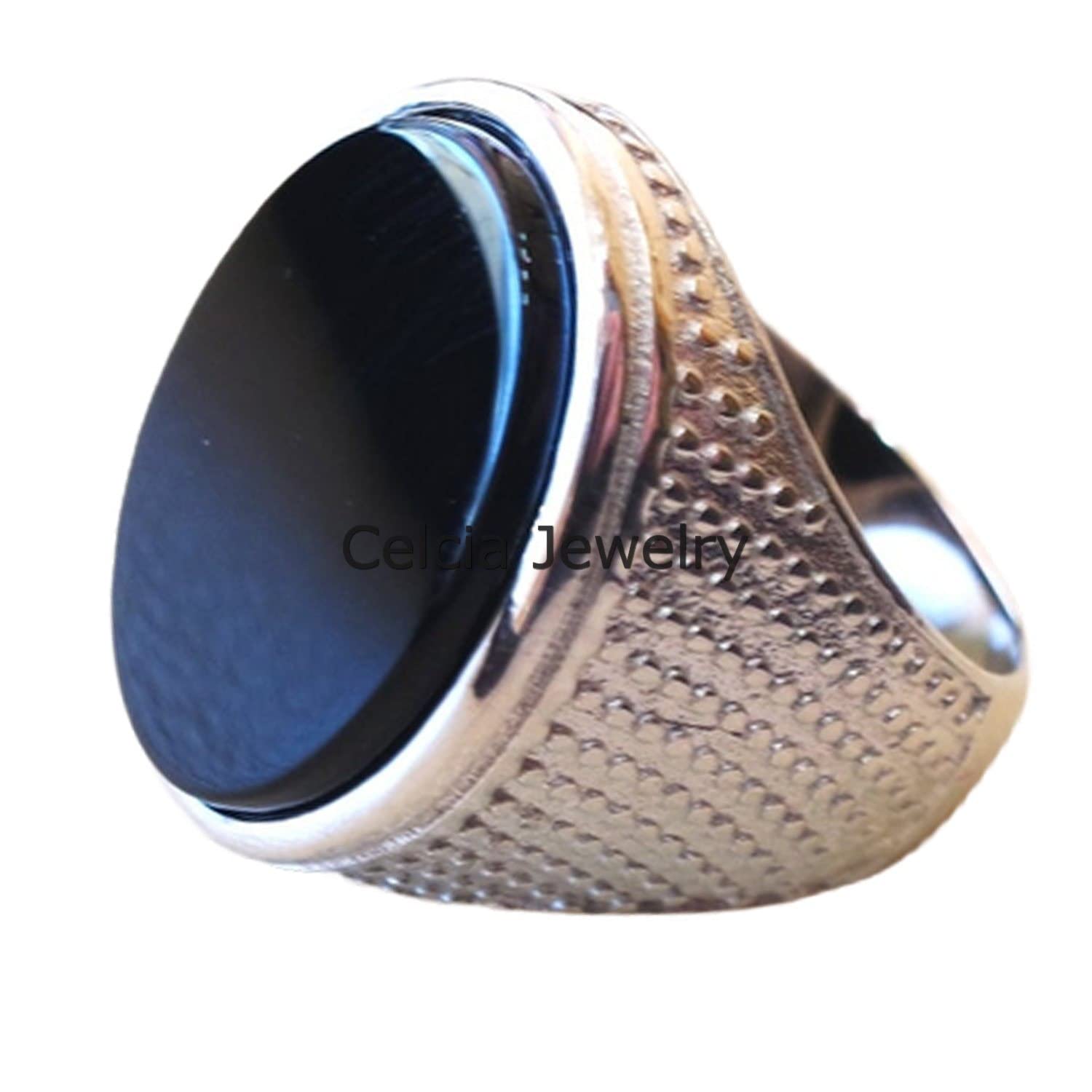 Herrenring aus schwarzem Onyx mit natürlichem Edelstein, Siegelring für das Hochzeitsversprechen, tolles Geschenk für den Freund, Geburtstagsgeschenk für den Ehemann (schwarzer Onyx)