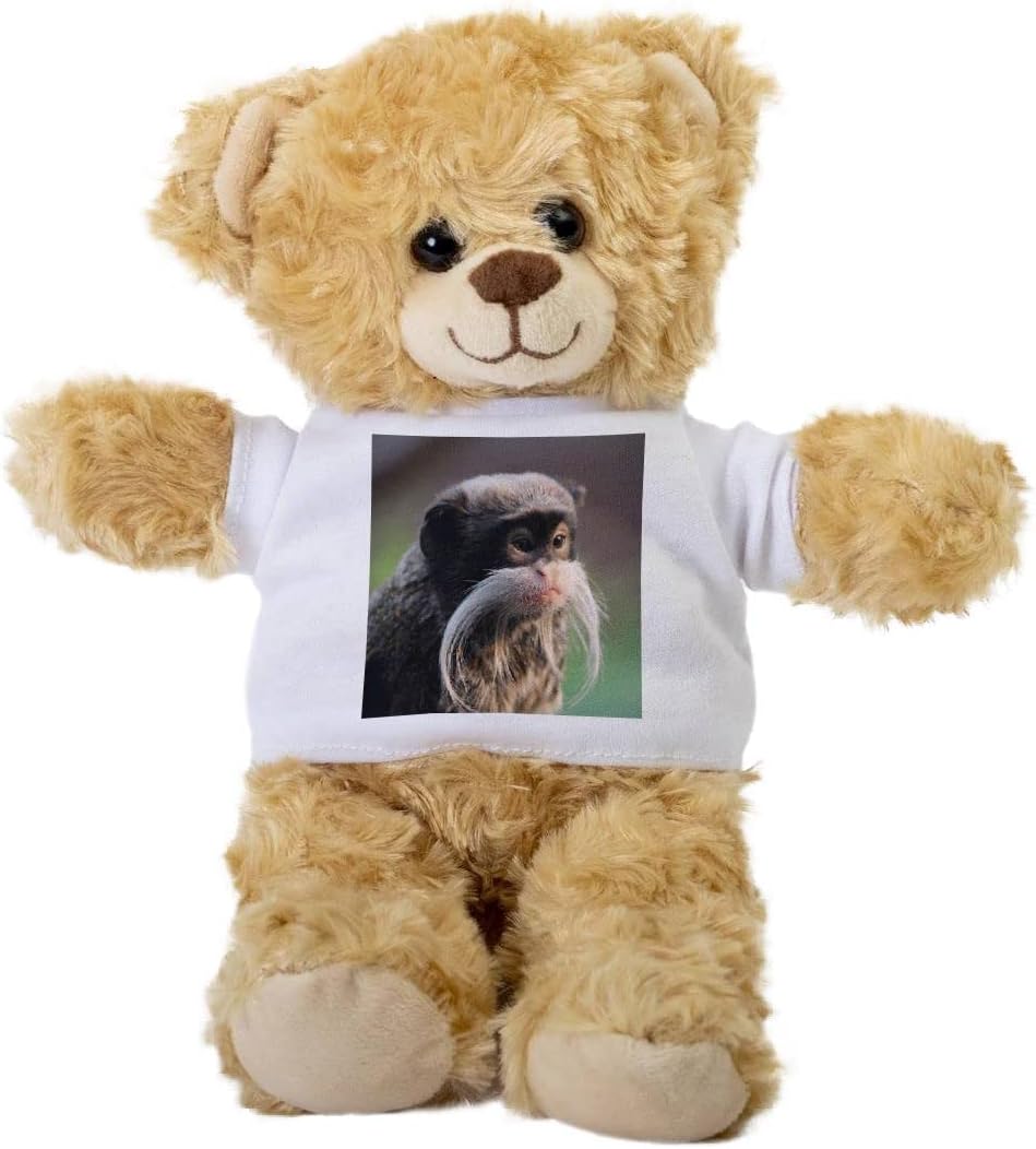 Emperor Tamarin Monkey on Branch Teddy Bear, Gift Stuffed Animal, Plush Teddy Bear with Tee, Welcoming Baby Gift, Gift for Her, Gift for Newborn, Cute Birthday Basket