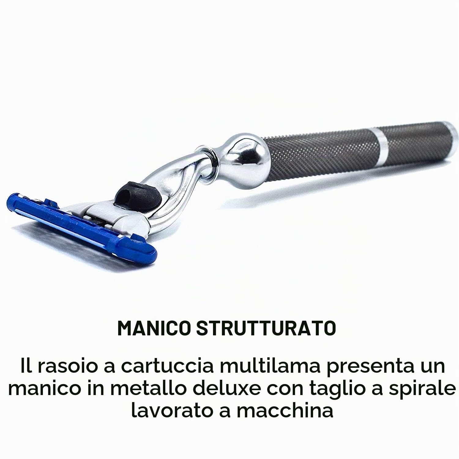 Parker Safety Razor Rasoio in Metallo a Tripla Lama - Compatibile Con Gillette Mach 3, Rasoio a Cartuccia Multilama, Telaio in Ottone Massiccio Con Cromatura - Nero