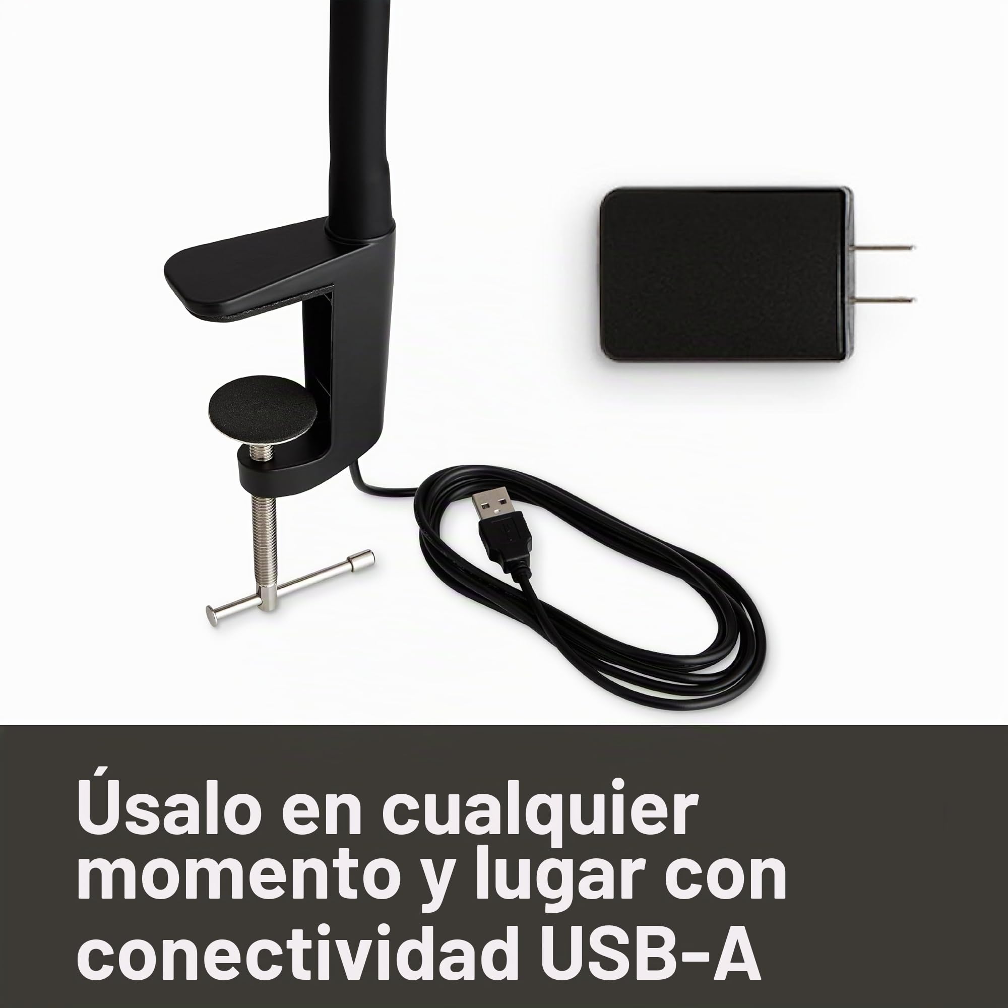 Reliable UberLight Flex 3200TL - Luz de trabajo portátil LED con abrazadera, conexión USB, cuello de cisne flexible de 26.5 pulgadas, cabezal giratorio de 270°, 9 ajustes de luz y hasta 60.000 horas