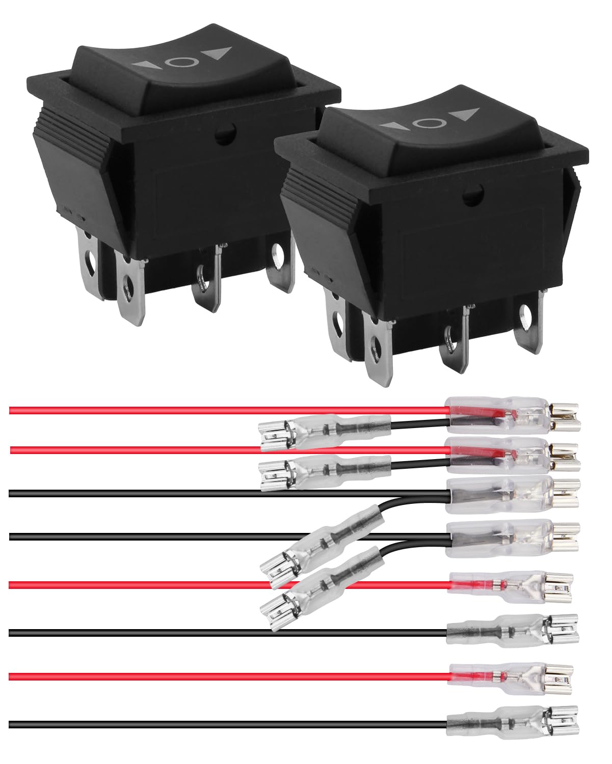 2PCS Interruptor Basculante 12V 6 Pines 3 Posiciones Interruptor de Palanca Inversor de Polaridad Momentáneo 12V 16A AC125V-250V DPDT, Interruptores Basculantes con Cable para Motor DC