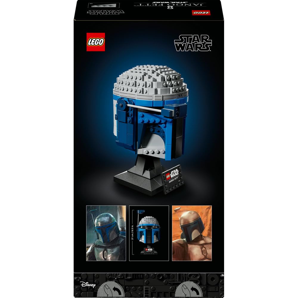 LEGO Star Wars Hełm Jango Fetta 75408 | Model kolekcjonerski, zestaw klocków dla dorosłych, prezent dla fana Star Wars, ozdoba na biurko, 616 elementów