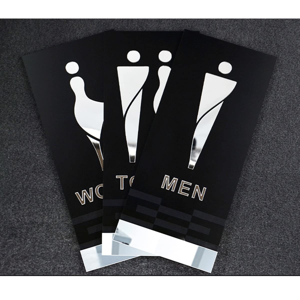 Cartel unisex para la puerta del aseo, Juego de figuras decorativas de acrílico for baño, letrero moderno for baño, for hombres y mujeres(Silver)