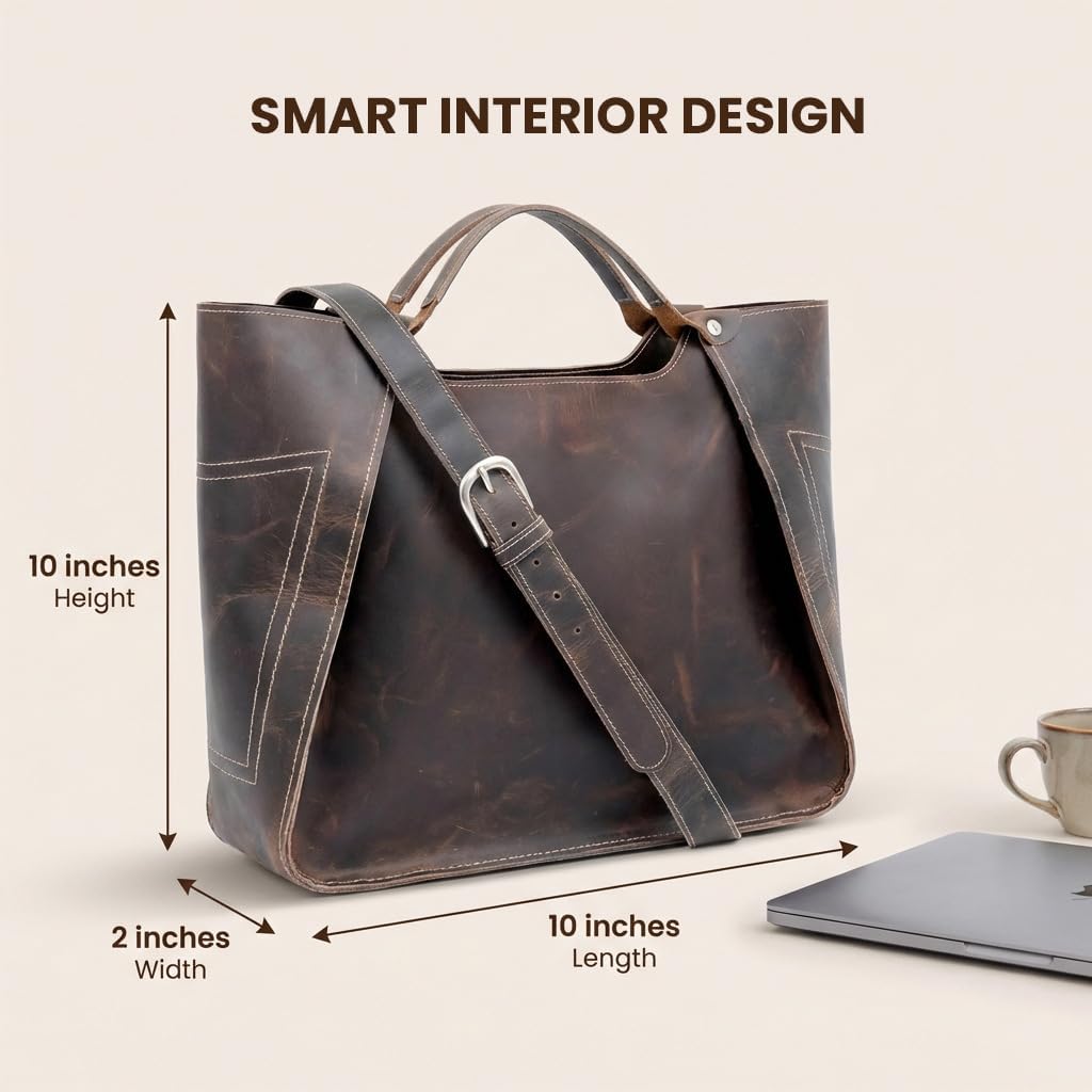 Tannery Genuine Full Grain Leather Shoulder Tote Bag for Women Large Handbag Ladies Purse Adjustable Strap Satchel Travel Bag - Image 5