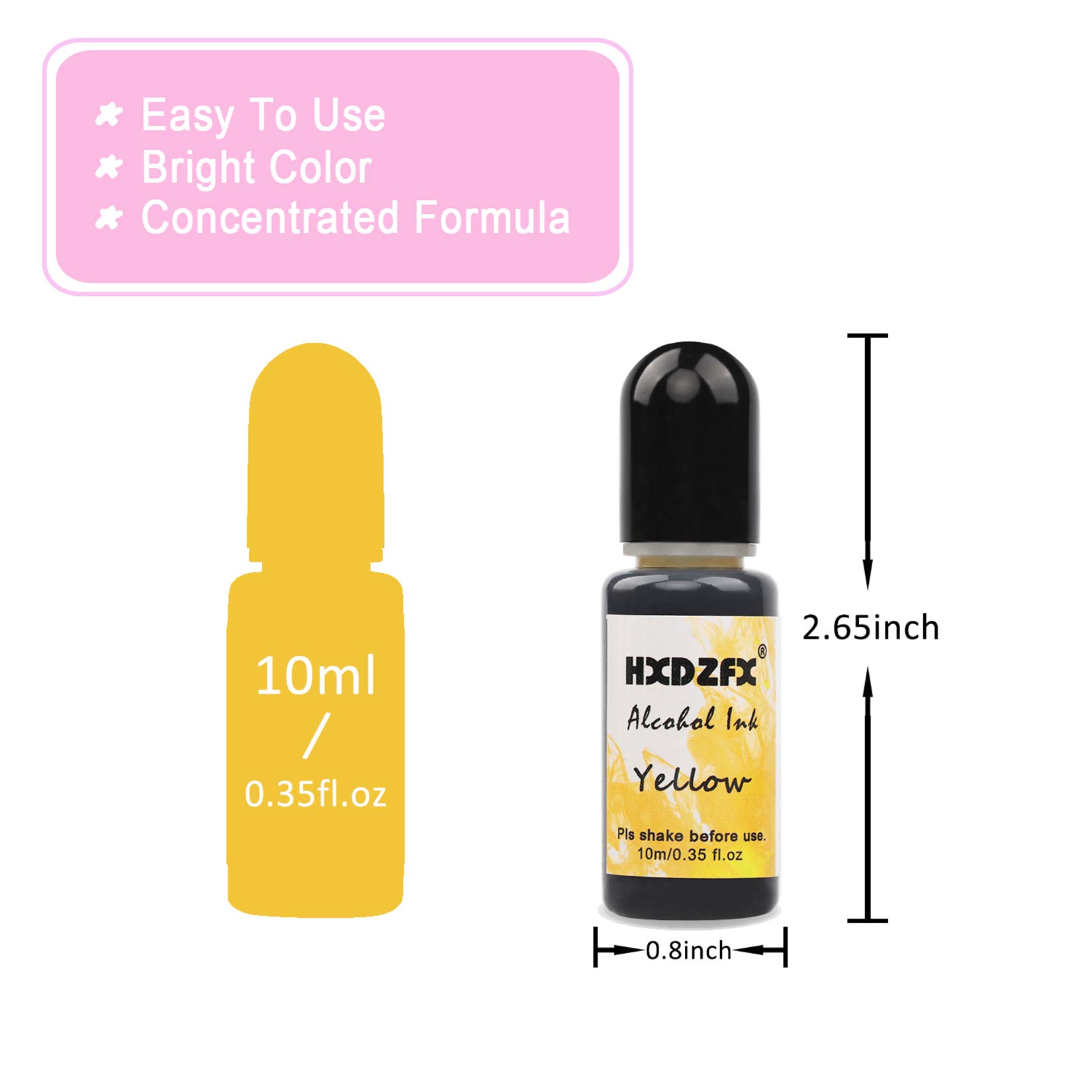 HXDZFX Alcohol Ink Set 22 vibrant Colors High Concentrated Alcohol