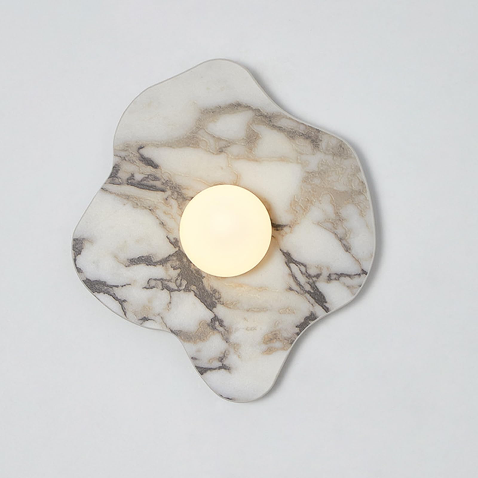 HUAYUSEDF Modern Nordic Marble Wall Lamp, Natural Stone Sconce with Globe Shade, Hardwired G9 Fixture for Bedroom, Hallway, Living Room - Stylish Interior Lighting