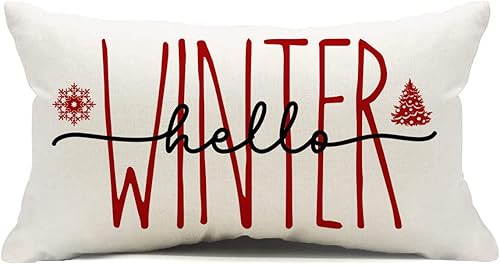 Miniatura 22 de Funda de almohada de Navidad, decoraciones navideñas, funda de cojín para sofá, diseño rústico de granja, 30.5 x 50.8 cm (Rojo, 30.5x50.8 cm)
