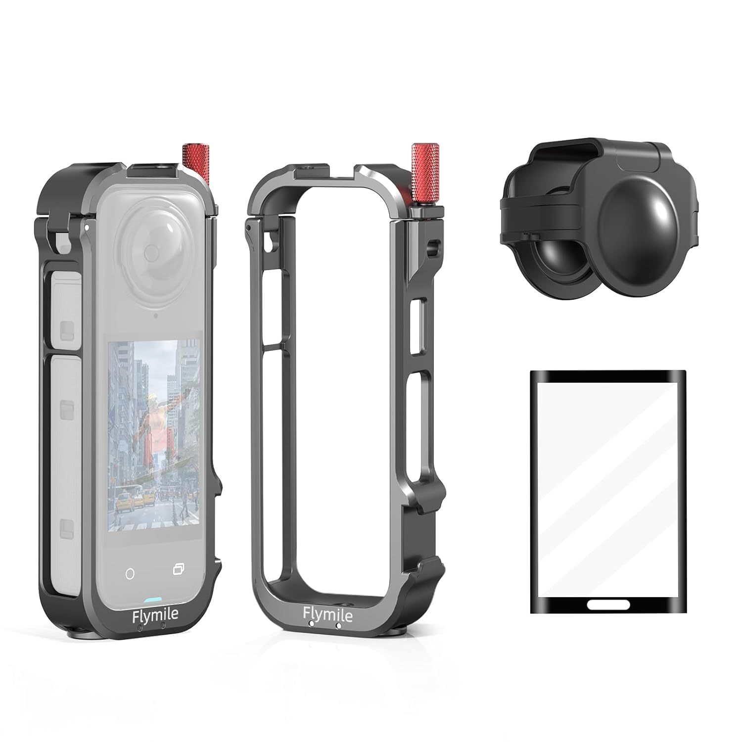 X4 Aluminium Protective Cage with Lens Guards Cap and Screen Protector for Insta 360 X4,Metal Durable Housing Frame with Cold Shoe Mount,Bundle Accessories for Insta 360 X4-image-14