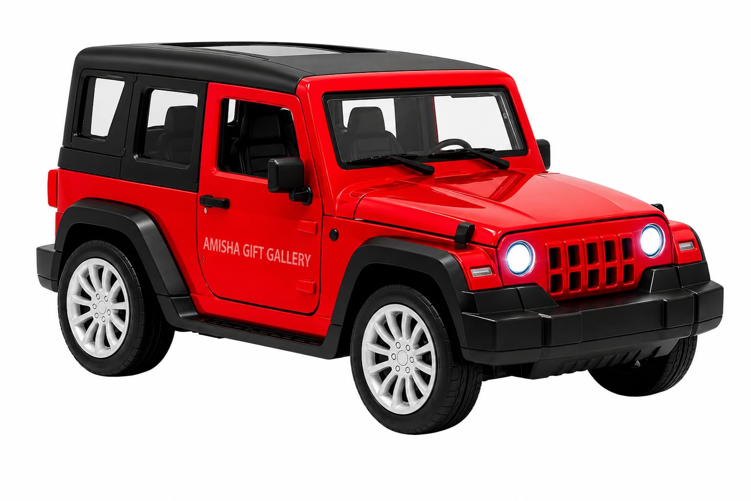 Thar Roxx 1:32 Scale Die-Cast Metal Pull Back Toy Car with Openable Doors, Lights & Music | 4x4 Model Vehicle for Boys & Girls 2+ Years | Gift & Collection (Red)-image-30