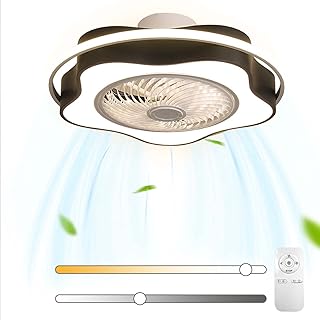 VOMI Lampa sufitowa LED Fan z pilotem zdalnego sterowania, ściemnianie, wentylator sufitowy z oświetleniem, nowoczesna, kreatywność, okrągła, pięcioramienna dekoracja gwiazdy, cichy wentylator sufitowy do pokoju dziecięcego, salonu