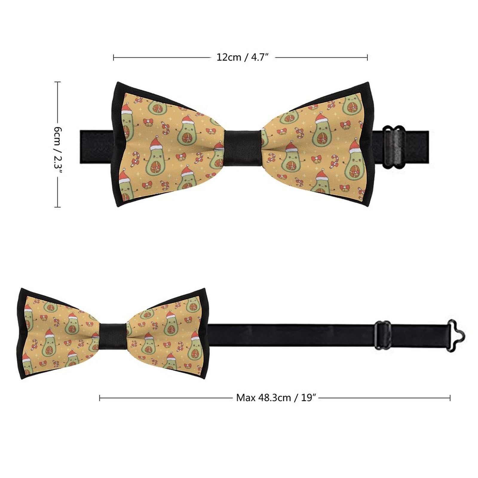 GoasNei Avocado Christmas Pattern Bow Tie for Men Adjustable Necktie Funny Tie Neck Ties for Weddings Party