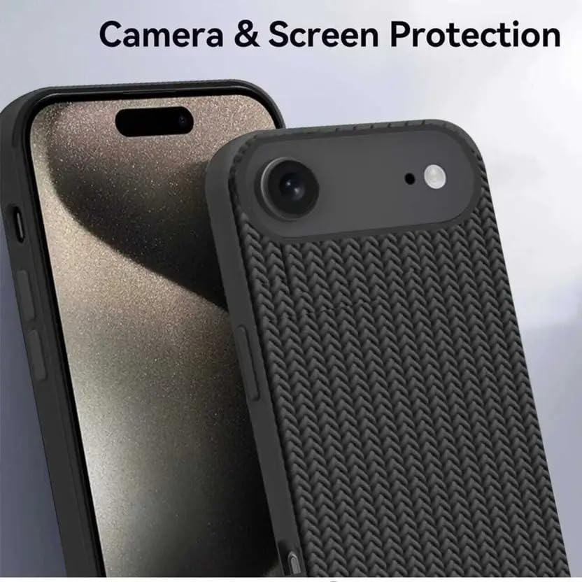 Image of Compatible with iPhone 17 Air | Premium Textured Microfiber Candy Protective Case | Shock-Absorbing Back Cover with Enhanced Camera Guard (Black)