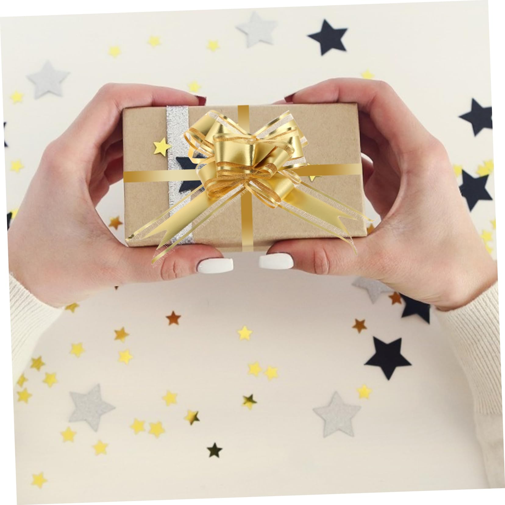 FRCOLOR 90stücke Pull Ribbon Bowknoten Dekoration Gold Rot Silber Für Geschenkverpackungen Hochzeiten Weihnachten Und Bastelprojekte
