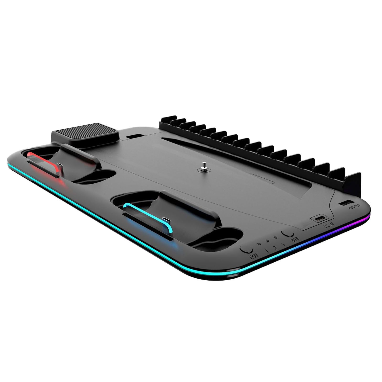 Controller della stazione di ricarica con supporto per cuffie ventola di raffreddamento 15 slot per schede di gioco Indicatori Supporto di ricarica luce