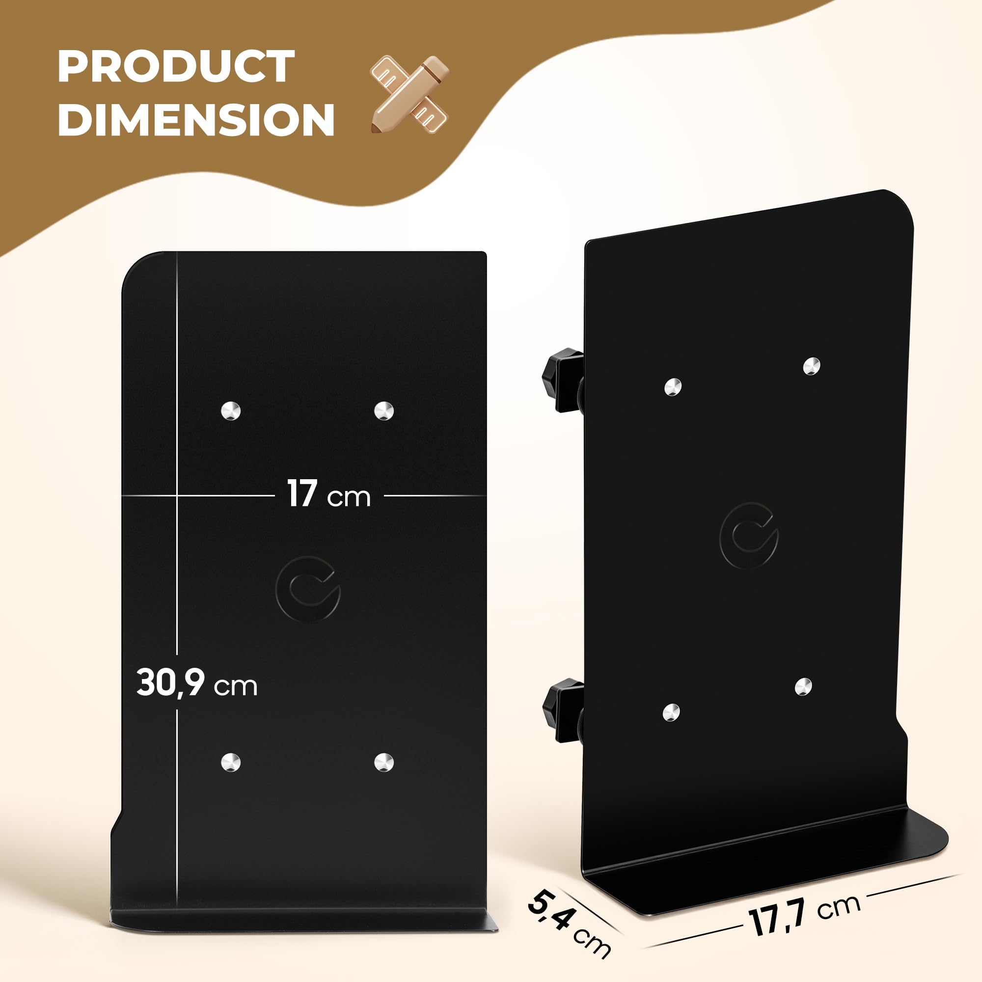 CAHAYA Notenständer-Erweiterung Metall Formstabil, Doppelseitig, 2*17*31cm | Doppelseitig für Feste Notenplatten; Schraubmontage mit Schutzpads für Klavier, Keyboard, Violine, Probe, Unterricht & Bühne
