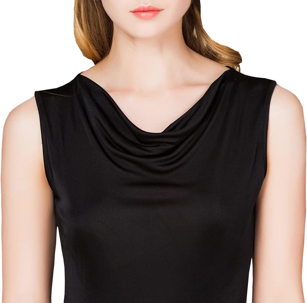 Womens Mulberry Silk Tank Top/Sleeveless Cowl Neck Pure Silk Blouse Tops|Summer Real Silk Tank T-Shirt - Image 6