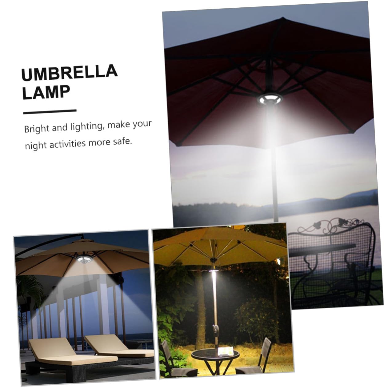 WOONEKY Lampe Camping LED Multifonction pour Parasol et Urgence Légère Portable et Éclairage Extérieur sans Pile pour Tente et Jardin