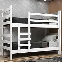 Beliche Madeira Maciça - vira 2 Camas - para Colchão 78/88 x 188cm Dubai Multimóveis Vcr4137 Branco