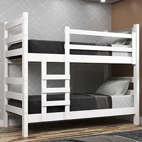 Beliche Madeira Maciça - vira 2 Camas - para Colchão 78/88 x 188cm Dubai Multimóveis Vcr4137 Branco