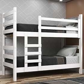 Beliche Madeira Maciça - vira 2 Camas - para Colchão 78/88 x 188cm Dubai Multimóveis Vcr4137 Branco