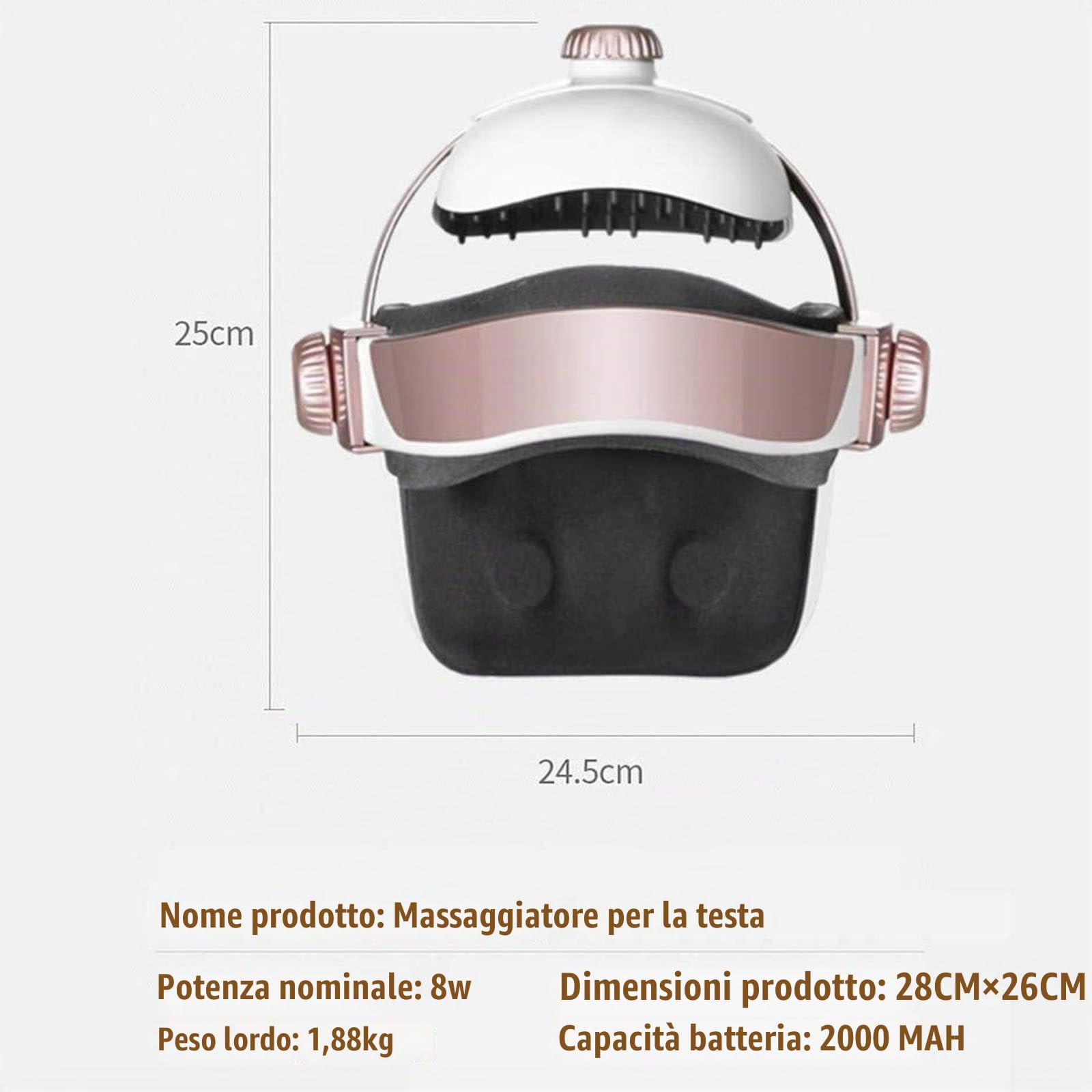 Massaggiatore Elettrico Per La Testa, Casco Massaggio Al Collo Con Calore,Impastamento,Compressione Dell'Aria, Massaggiatore Punti Di Agopuntura -Musica/Telecomando,Per Sollievo Dallo Stress,Pink