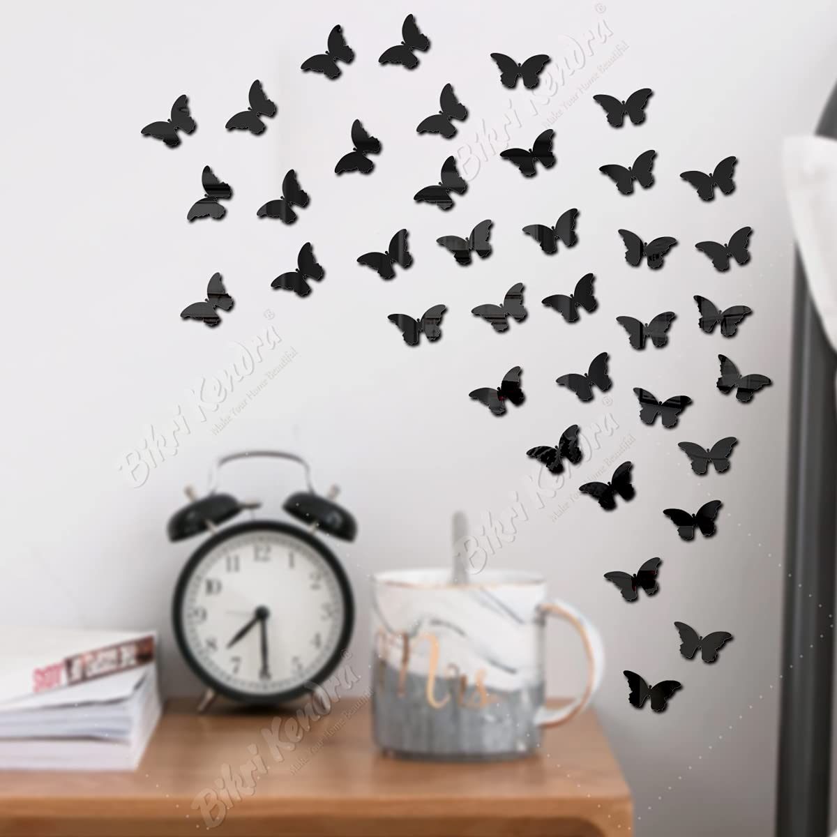 Bikri Kendra - 40 Butterfly Black Decorative Mirror Stickers for Wall, Wall Mirror Stickers, 3D Acrylic Stickers Wall Stickers for Hall Room, Bed Room, Kitchen Living Room Kids Room. Self-Adhesive (B08FJDTSCF) Amazon Price History, Amazon Price Tracker