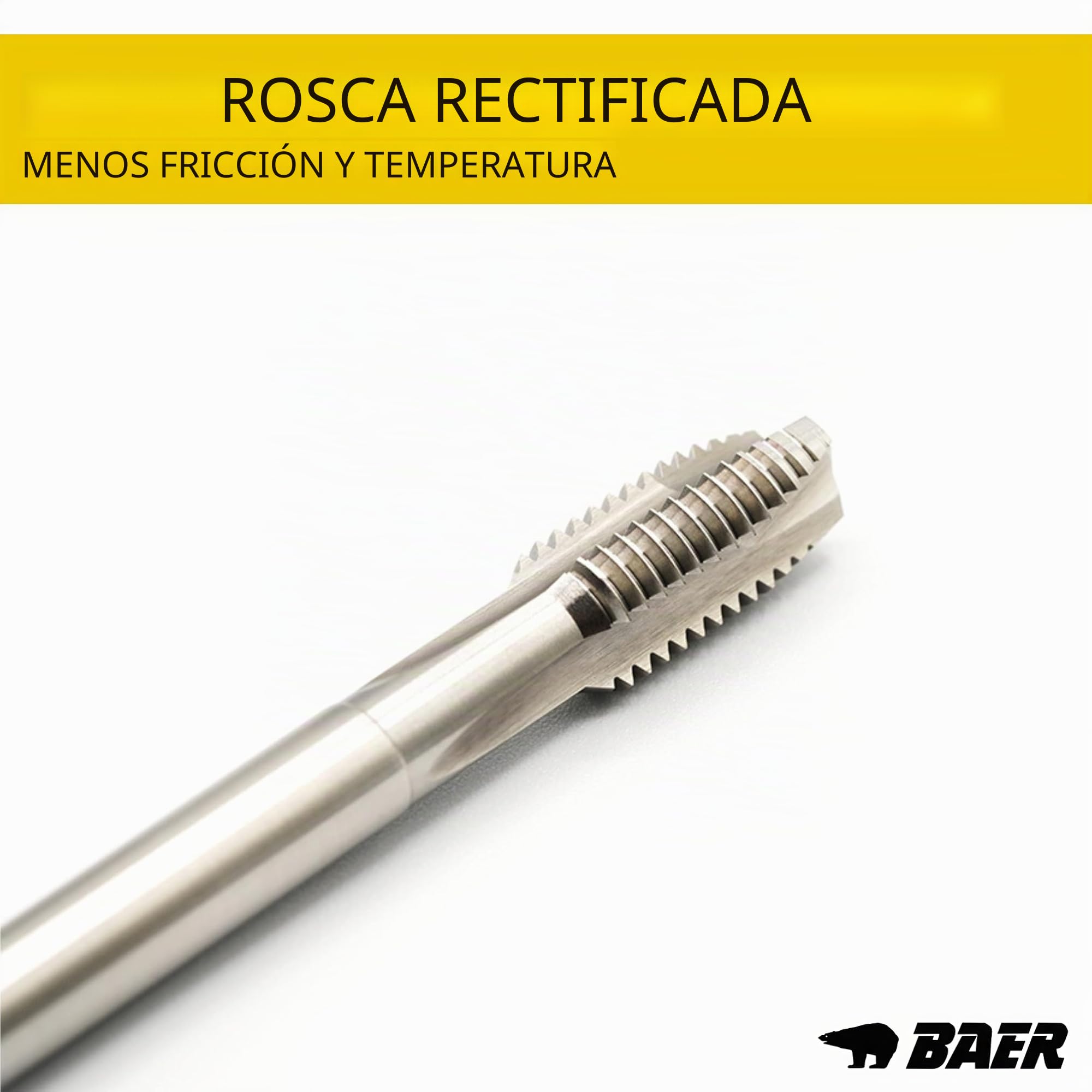 BAER Juego de machos de roscar HSSG: machos de rosca para máquina de perforación pasante | broca de perforación central: M 3 - M 12 – Juego de machos de roscas