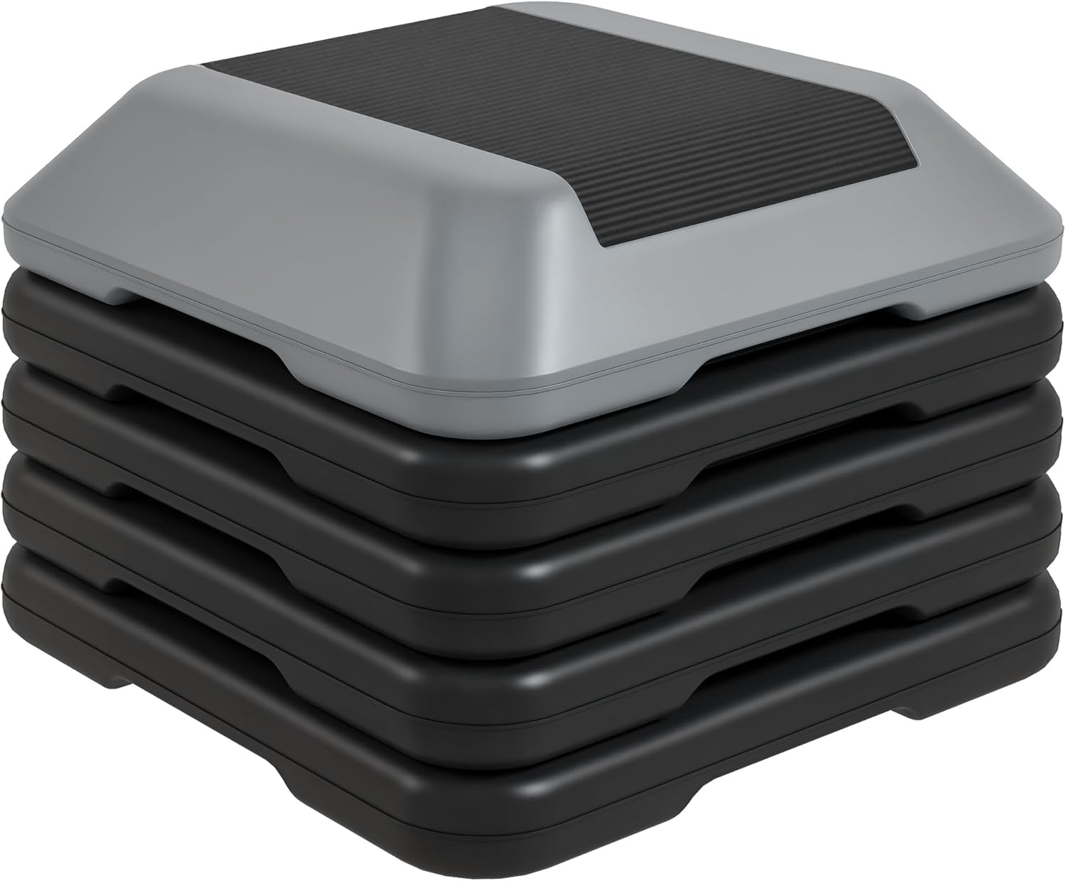 Soozier Aerobic Exercise Step Platform, 5-Level Height Adjustable Stepper, Fitness Step for Home Gym, 4" 6" 8" 10" 12"