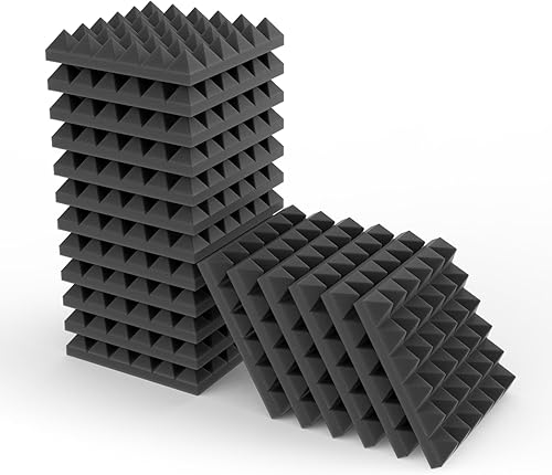 PHITTIS Paquete de 12 paneles de espuma a prueba de sonido de 1.5 x 12 x 12 pulgadas para paredes, paneles acústicos de alta densidad, paneles a