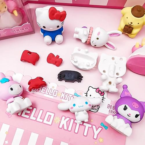 Miniatura 5 de 8 piezas de borradores de dibujos animados en 3D, Kawaii para niños, rompecabezas de escritorio, mini borradores de goma para mascotas, borradores