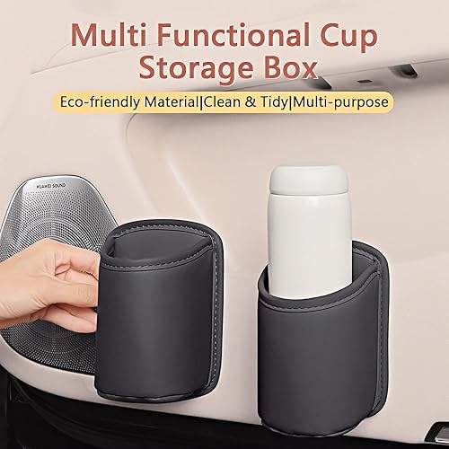 Miniatura 2 de LECART 2 portavasos grandes para puerta de automóvil, soporte para botella con clip con cuero resistente a los arañazos, accesorios organizadores de