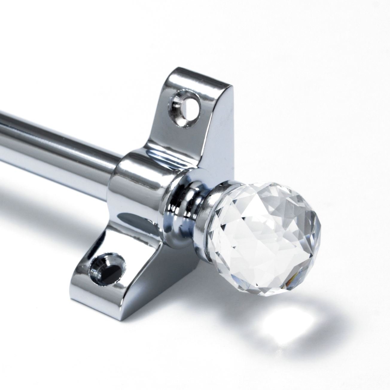 Simplicity Quality Stair Rods 3/8" x 28.5" Chome Flat bar Crystal Finial
