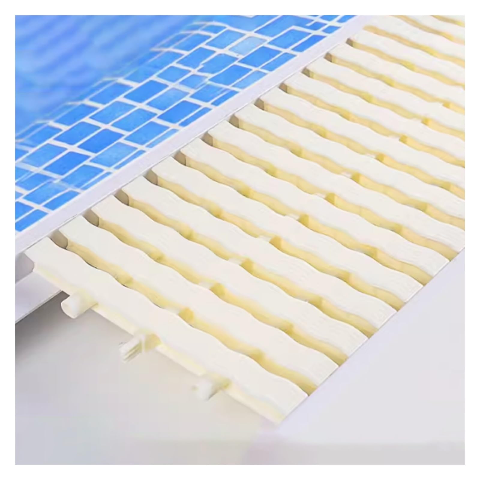 Grille de débordement de piscine beige et filtre de caniveau 25 cm