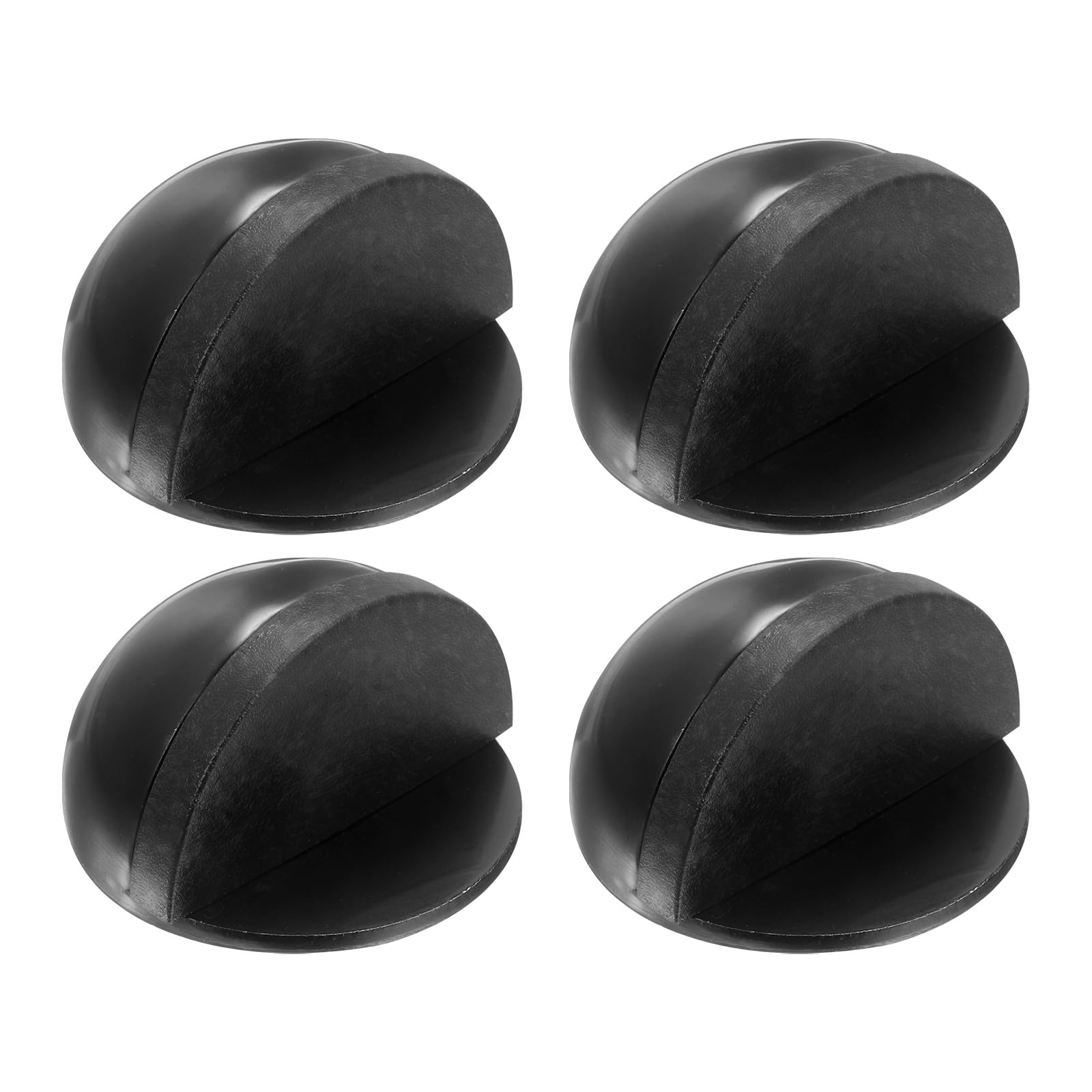 sourcing map 4 Pack Low Dome Floor Door Stop, 45mm Dia. Self Adhesive Door Stoppers, No Drilling Stainless Steel Half Dome Rubber Bumper Wall Protector for Bedroom Bathroom, Black