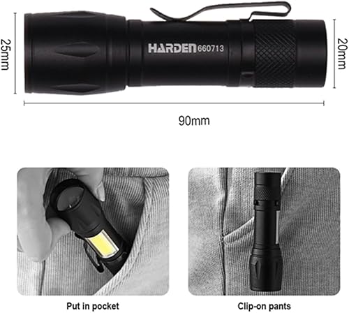 Miniatura 9 de Edward Tools Linterna de trabajo recargable LED con luz de trabajo, resistente al agua, luz de lámpara lateral, 3 modos, batería de iones de litio