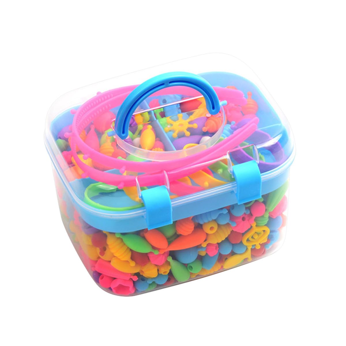 MUSISALY Kit de Pulseras de Cuentas para Niñas y Niños, Caja Portátil de Plástico, 1 Caja, Manualidades Creativas para Decorar y Hacer Pulseras