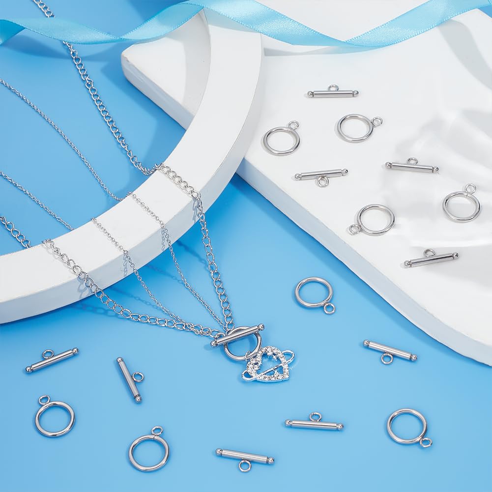 UNICRAFTALE 4 Set Fermagli A Levetta In Argento Sterling 925, Tondi Con Anelli Di Congiunzione, Per Bracciali E Collane Fai Da Te