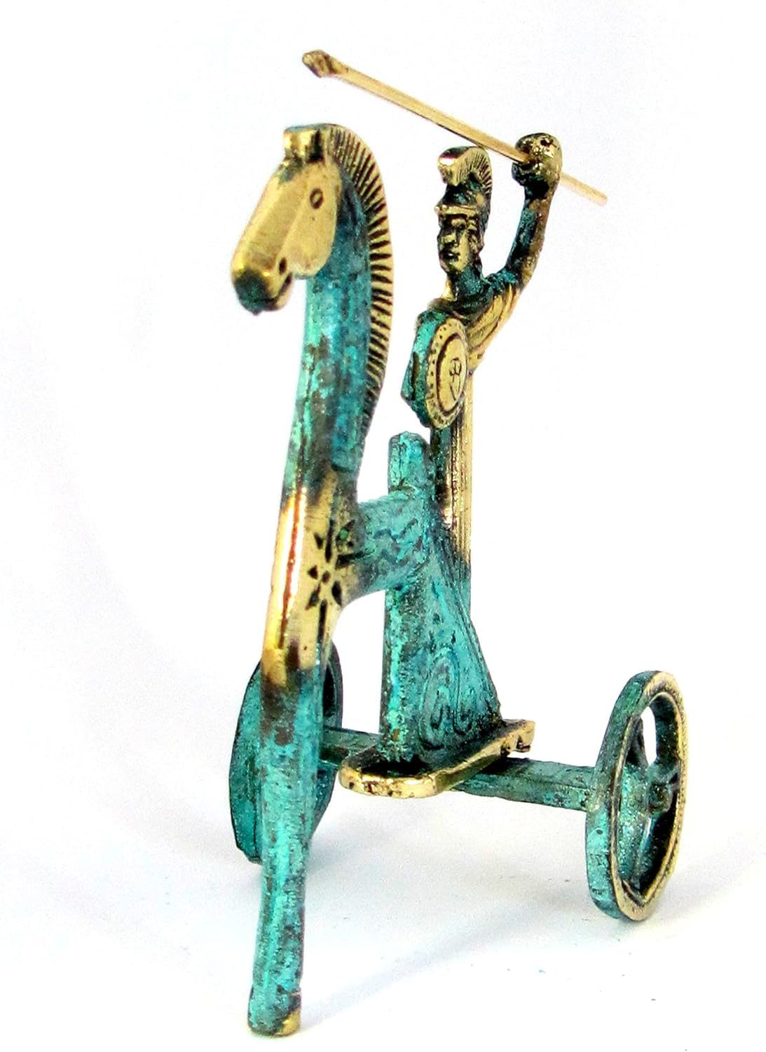 Iconsgr Réplica de la estatua del museo de bronce griego antiguo de Atenea en el carro del sol (110)