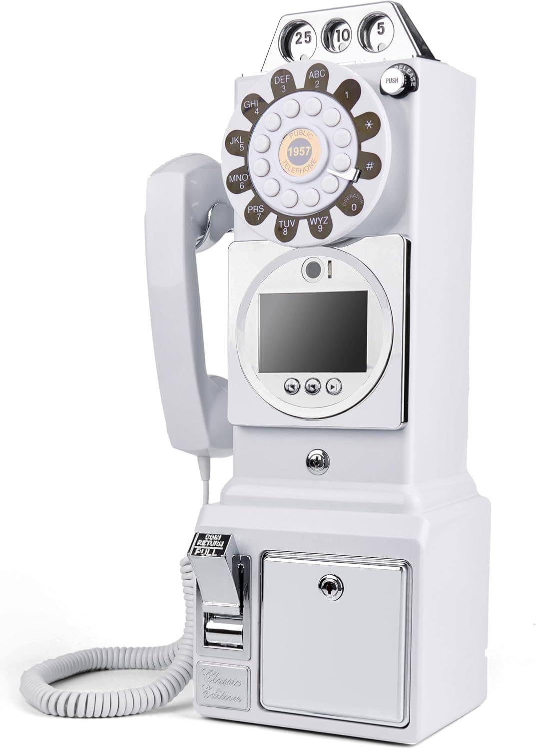 32g 64g Nuovo Audio Video Guestbook Phone Booth Registratore per Matrimoni - Modello Di Cabina Telefonica Retrò - Un'ottima Aggiunta a Qualsiasi Occasione Speciale - 1080p Wedding Guestbook,64G-White
