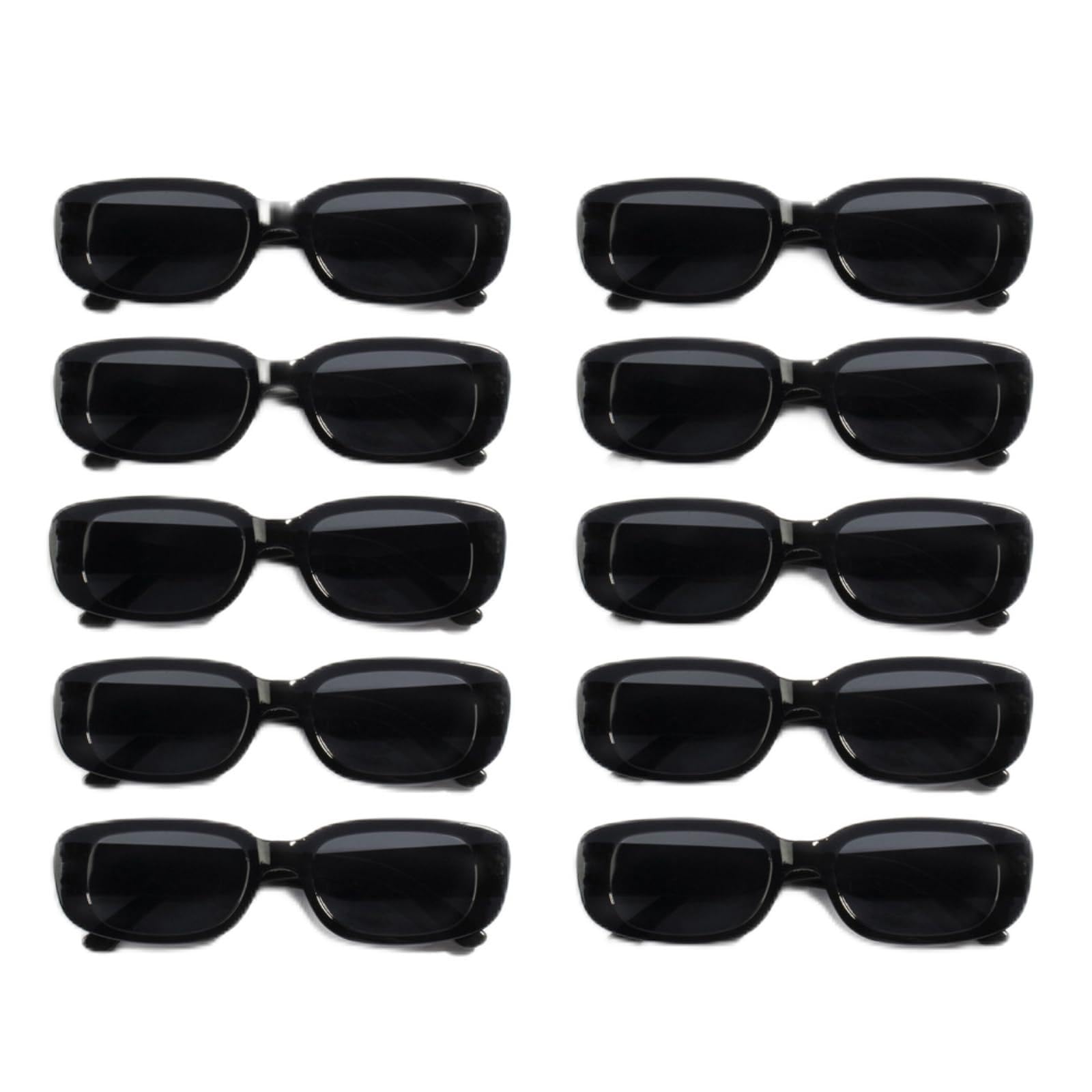 Occhiali da Sole 10 Pacchetto Quadrati Neri Donne Vintage Piccolo Rettangolo Uv400 Guida, Viaggio E Abbigliamento Styling-10pcs
