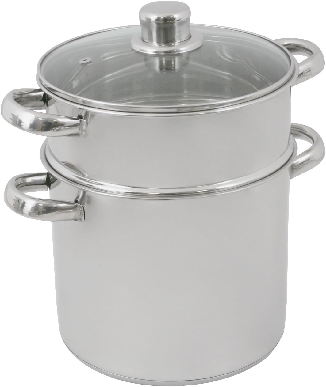 Crealys 502471 Couscous Pot 6 l 20 cm Diameter Stainless Steel with Glass Lid