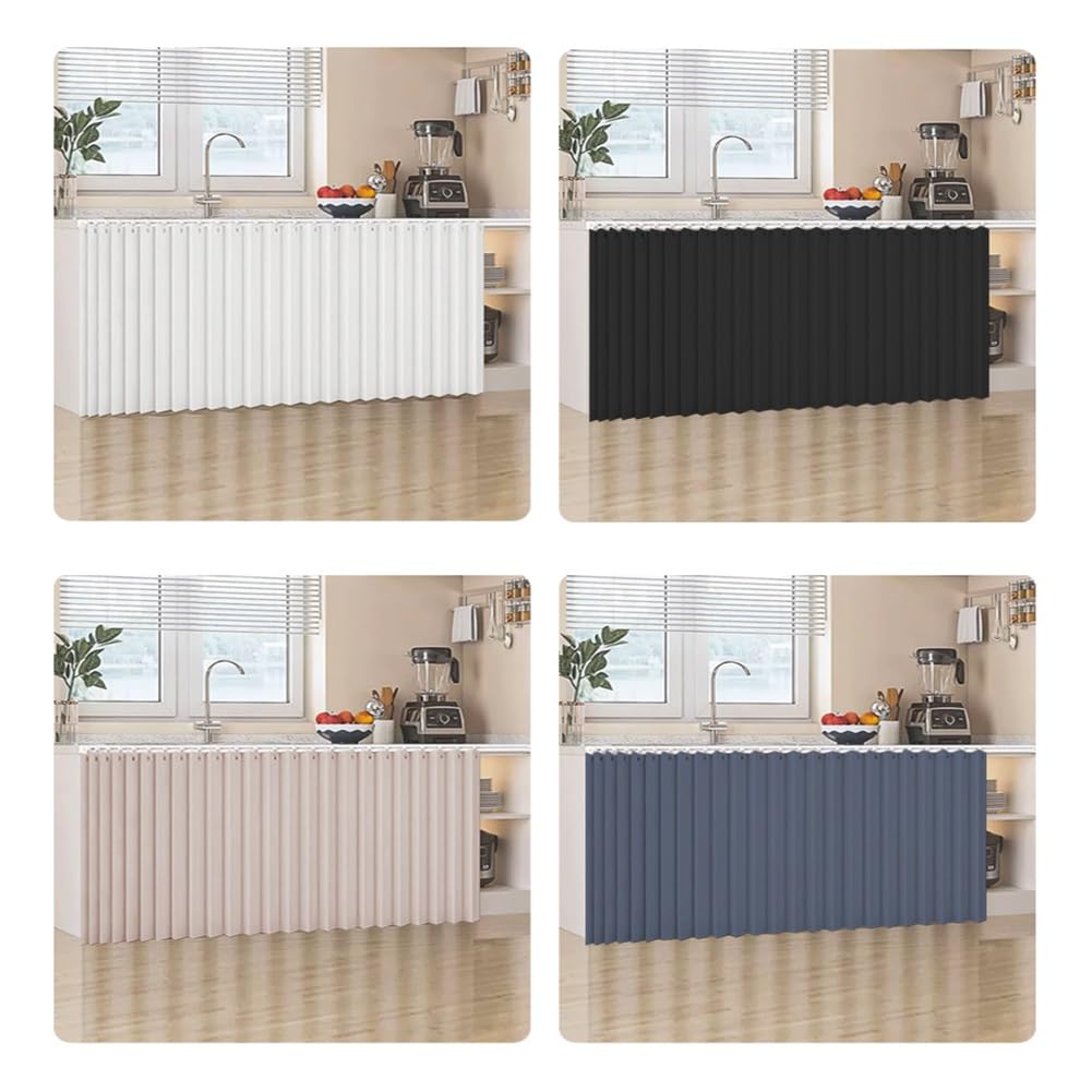 Tenda scorrevole nera per mobili da cucina, scarpiere e zona sotto il lavello con guide scorrevoli silenziose (larghezza 100 cm x altezza 70 cm) soluzione di archiviazione elegante e funzionale.