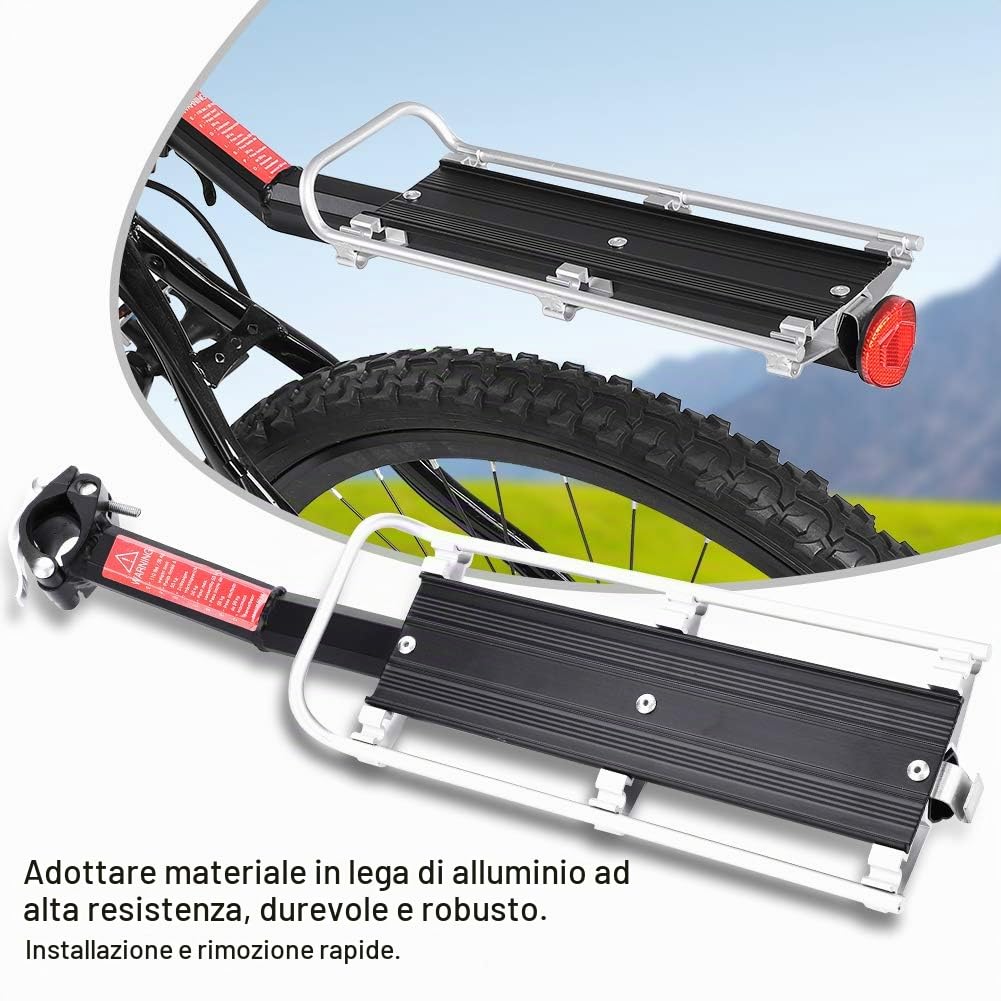 Portabici Posteriore con Parafango a Sgancio Rapido, Portapacchi Strada Bicicletta, Capacità Universale
