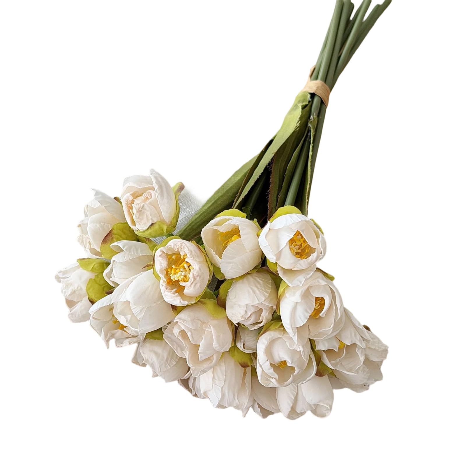 Jazuaiao 24 Stems Silk Fabric Tulips Flower with Bendable Wire Stems Artificial Bunch for Wedding Reception Decoration Artificial