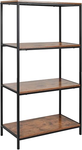 Babion Estantería de 4 niveles estante de almacenamiento de pie estantería de 45 pulgadas de alto estantería de madera y metal organizador de