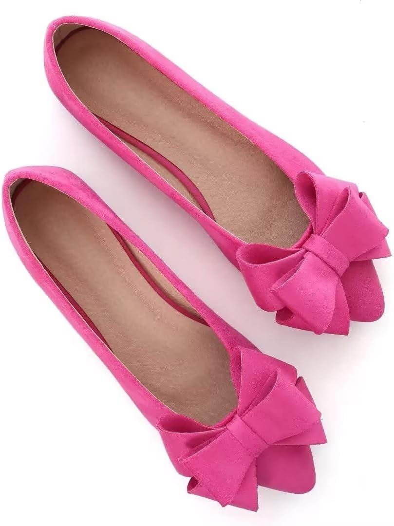 Stunner Womens Bowknot Flower Ballet Flats Pointed Toe Soft Dress Shoes