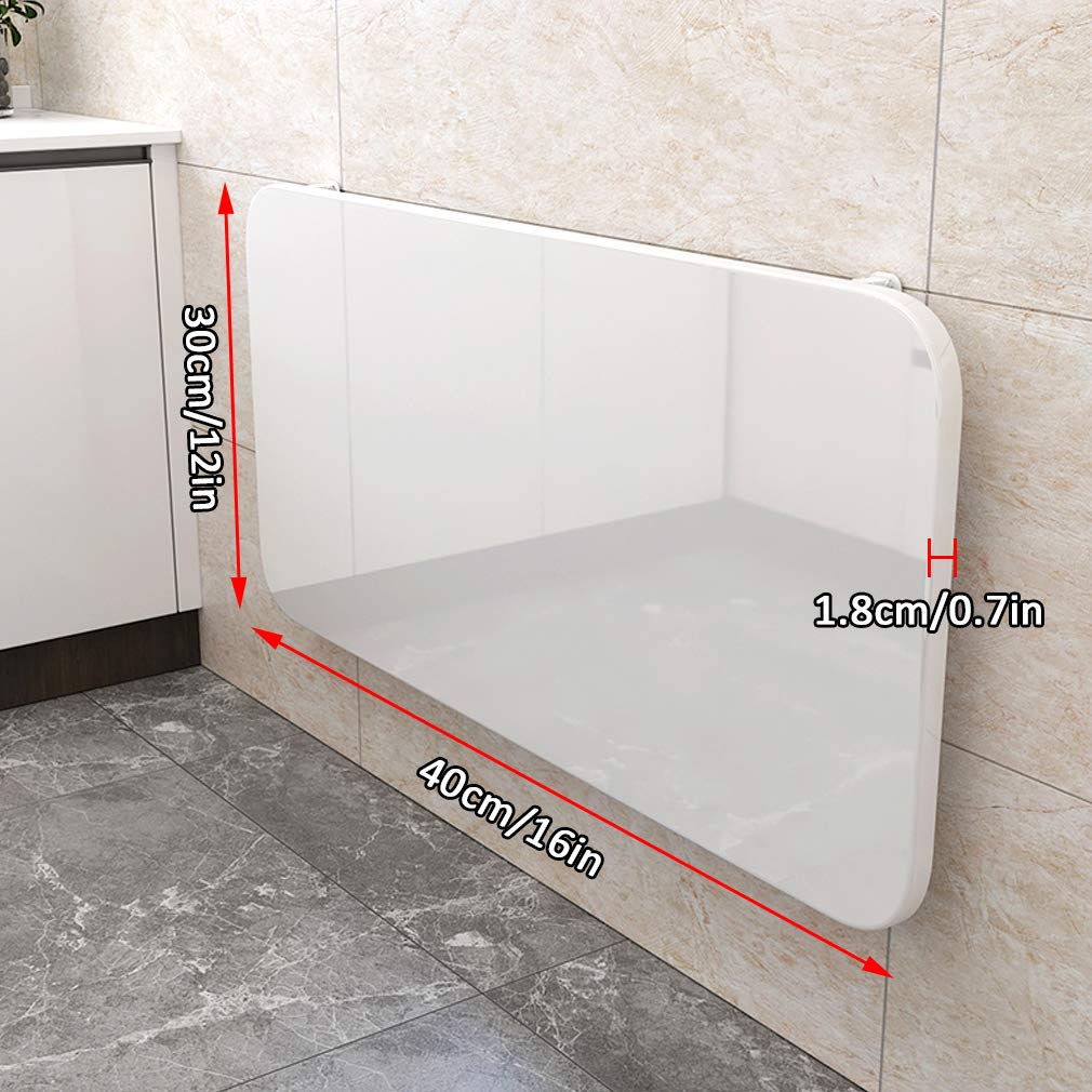 Tavolo da Pranzo da Cucina Tavolo Pieghevole a Muro,Scrivania per Computer da Ufficio,Tavoli da Bar,Banco da Lavoro per Lavanderia,34 Misure,Bianco,con Accessori (40x30cm/16x12in)