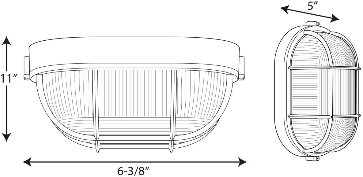Progress Lighting 1-Light Bulkhead 6-3/8" Flush Mount, Indoor & Outdoor, P3706-30, White