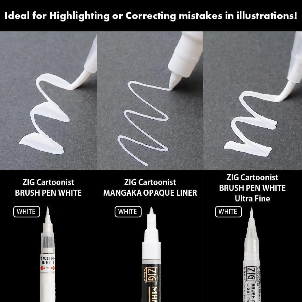 Kuretake ZIG INKTOBER SPECIAL - Juego de 3 bolígrafos ZIG, color blanco, IKTB-24/3V