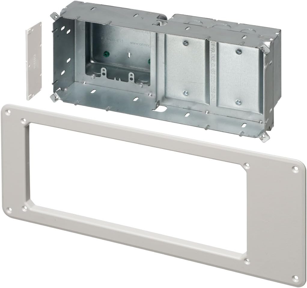 Arlington TVBS6131 Recessed Paintable Steel TV Box Wall Plate Kit, 4Gang, White Amazon.ca